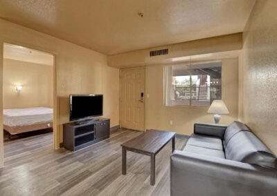 Nellis Suites at Main Gate | An All-Suites Extended Stay Community in Las Vegas, Nevada | Two Bedroom | Living Area